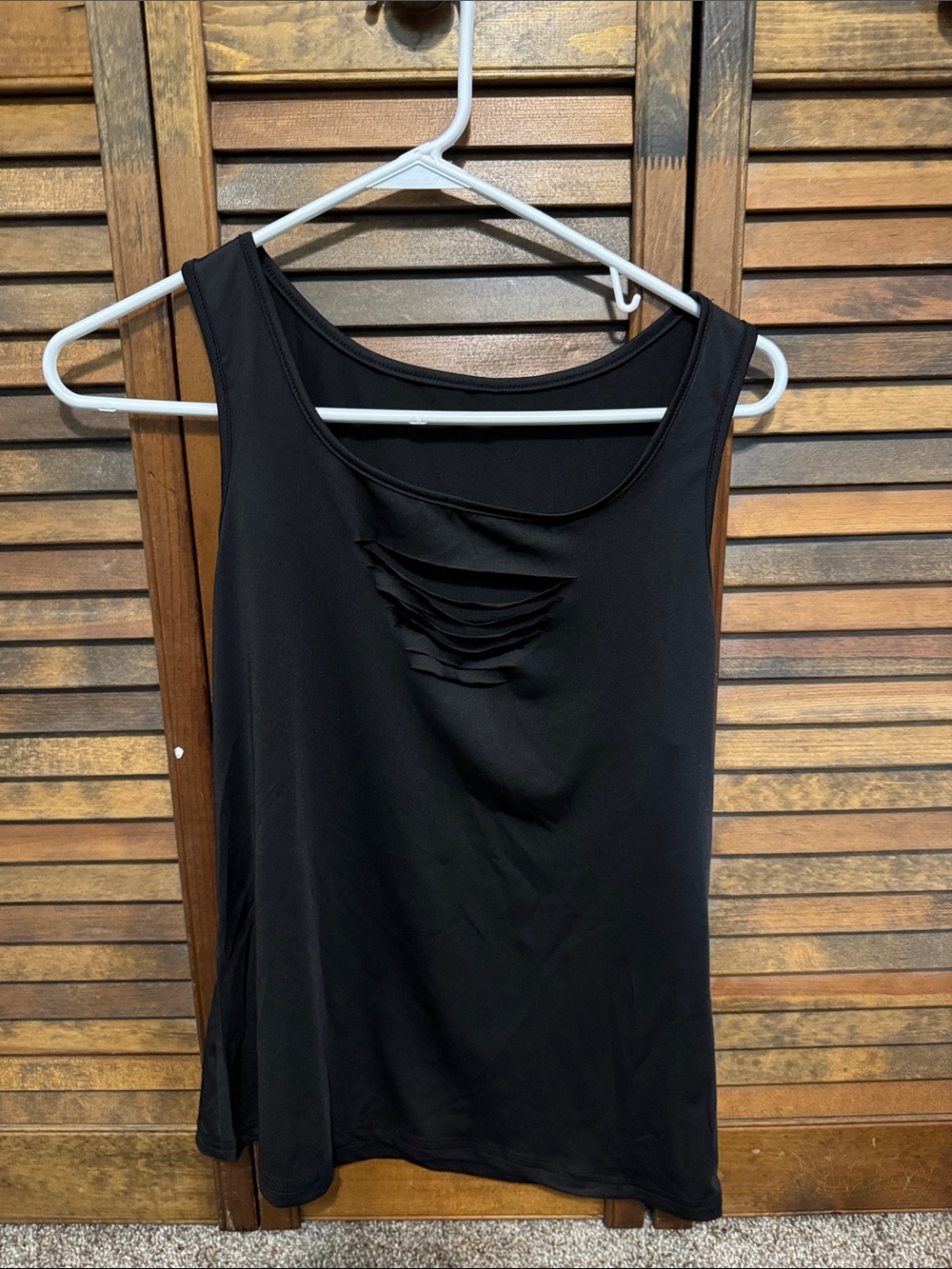 Black Women's Ripped Front Tank Top
